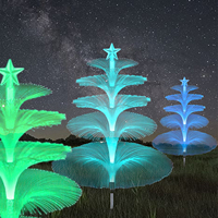 1 Pack 5 Layer Solar Fountain Jellyfish Colorful LED Lights Color Changing Christmas Tree Outdoor Lighting with Stars