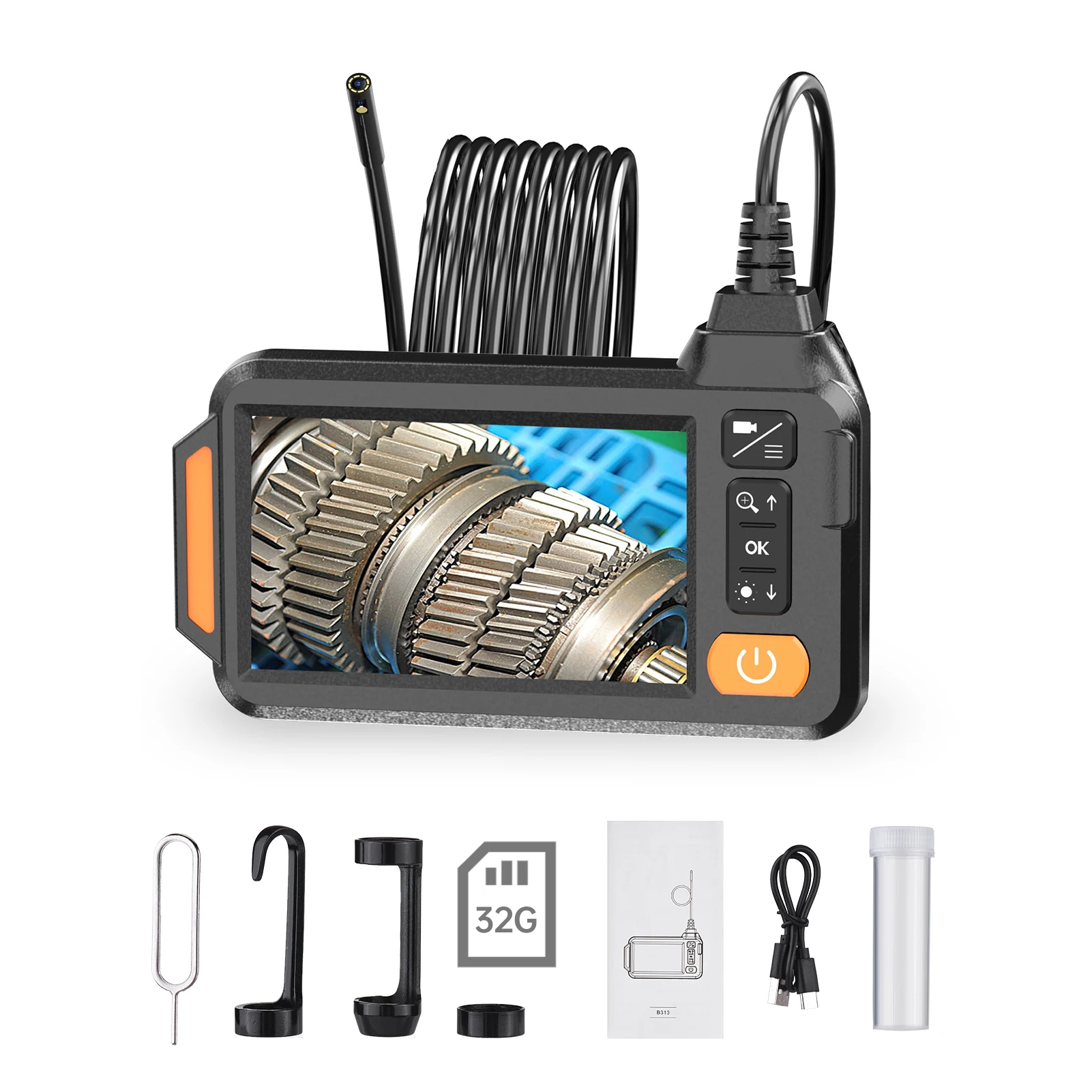 كاميرا فحص المجاري الصناعية 1080P عدسة مزدوجة مع 8 أضواء LED كاميرا أنبوب المنظار 4.3 بوصة HD IPS شاشة مراقبة في الوقت الحقيقي