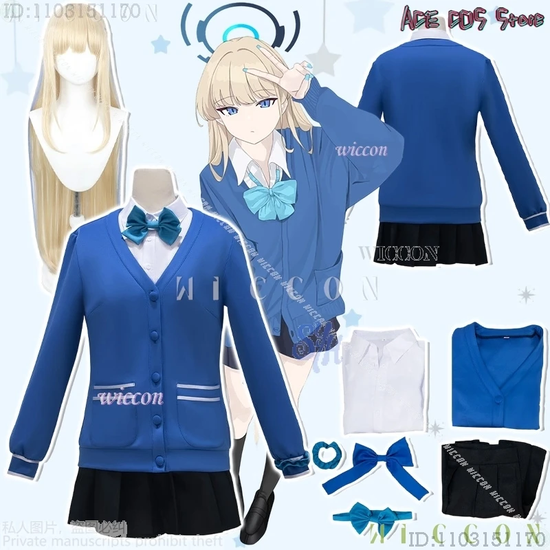 

Disfraz костюм на Хэллоуин Asuma Toki 코스프레 JK Kawaii Jirai Kei для девочек с длинными рукавами темно-синее вязаное платье-свитер Lolita Anime Ga
