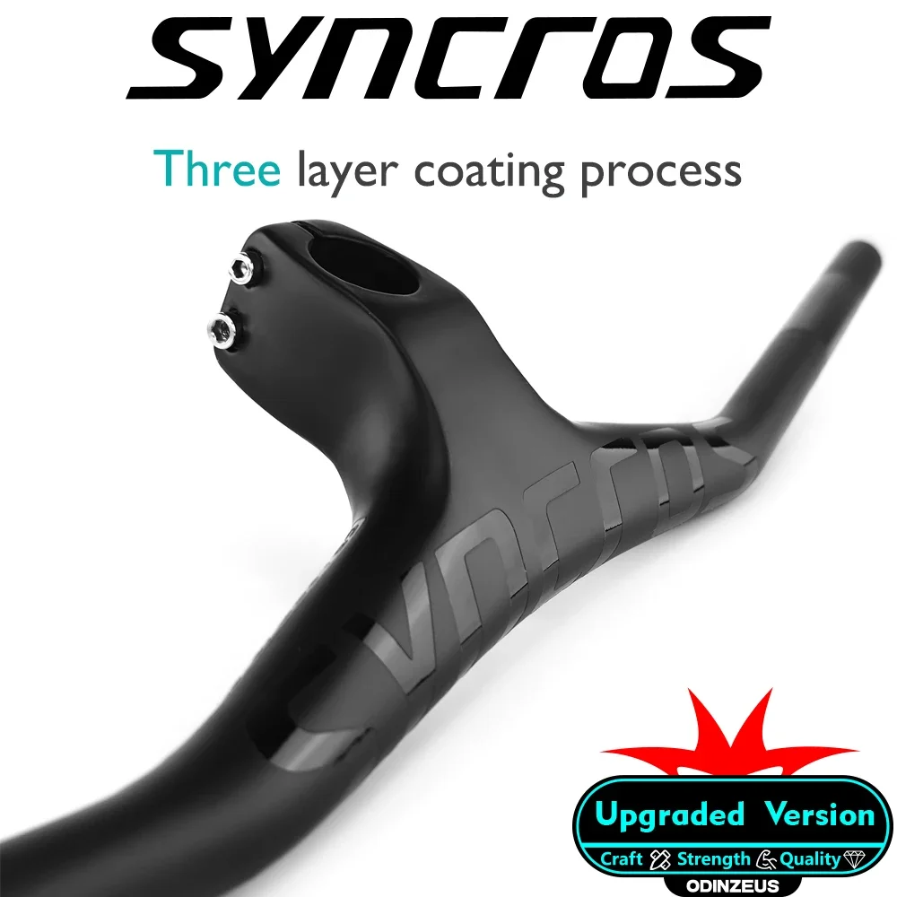 Syncros  Full Carbon MTB Handlebar 28.6mm Bike Stem -17 Degree 70/80/90mm Integrated Cockpit Handlebar Black Matte Bicycle Parts