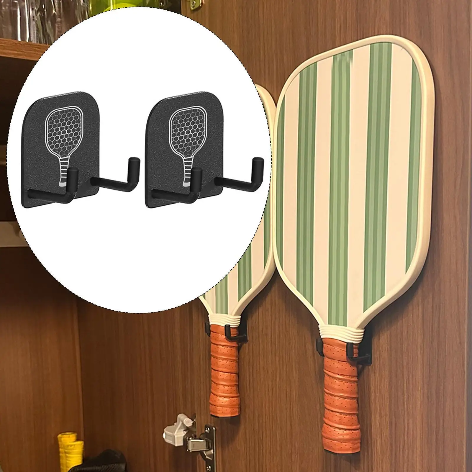 

2-х шт. стойка для весла Pickleball вмещает прочные крючки для забора Pickleball без дрели для спортивной площадки, тренировок в тренажерном зале, спальни, теннисного двора