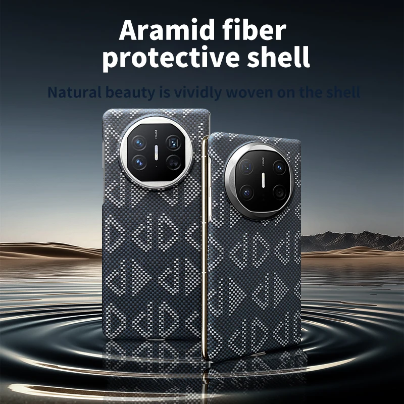 

WONDRARISE Aramid Fiber Case for Huawei Mate X5/X6 – Geometric Blue, Magnetic & Non-Magnetic, Ultra Slim Shockproof Cover