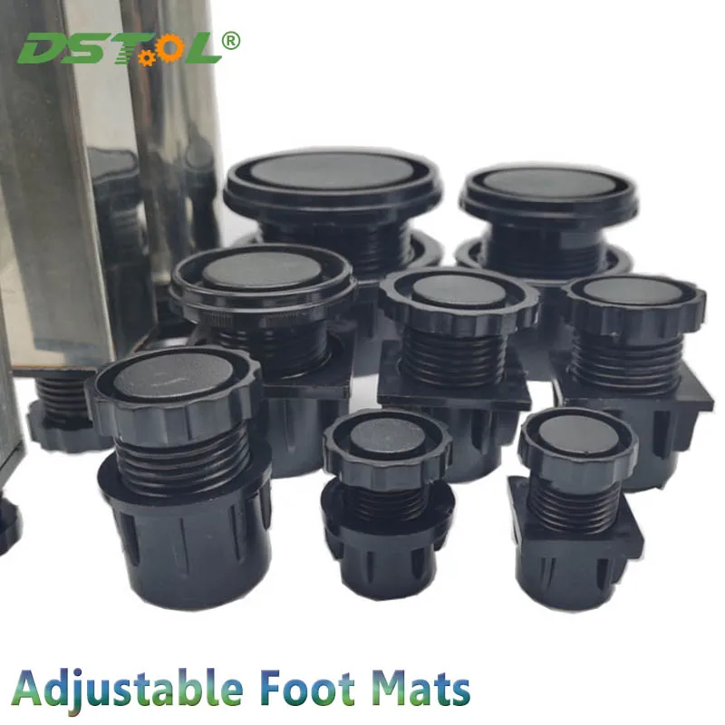 Adjustable Foot Mats With Nuts Table Feet Black ABS Round Square Heightening Pipe Plug Furniture Tube Cover Floor Protection