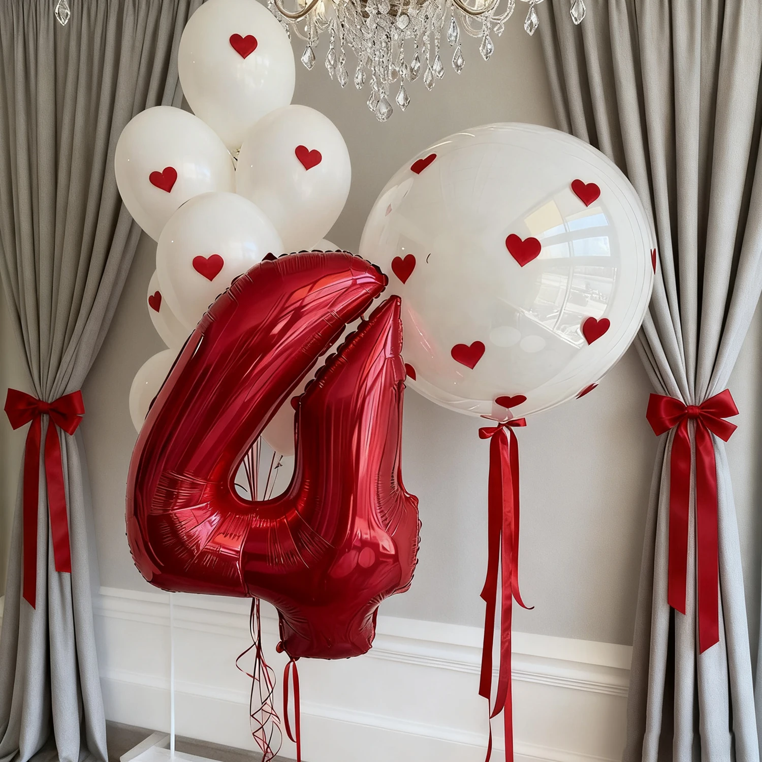 32 Zoll roter digitaler Aluminiumfolienballon 0-9 weißer Latexballon mit Love-Aufkleber für Geburtstagsfeierdekoration, Fotorequisite – Detail 5