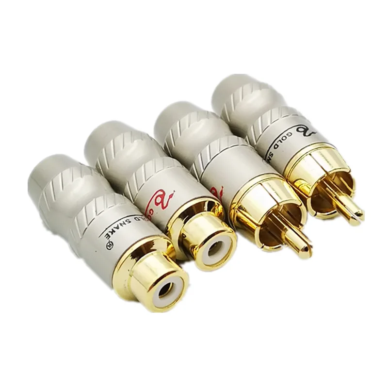 스네이크 킹 순동 금도금 로터스 RCA 암수 소켓 용접 헤드, 오디오 케이블 익스텐션 커넥터, 6mm