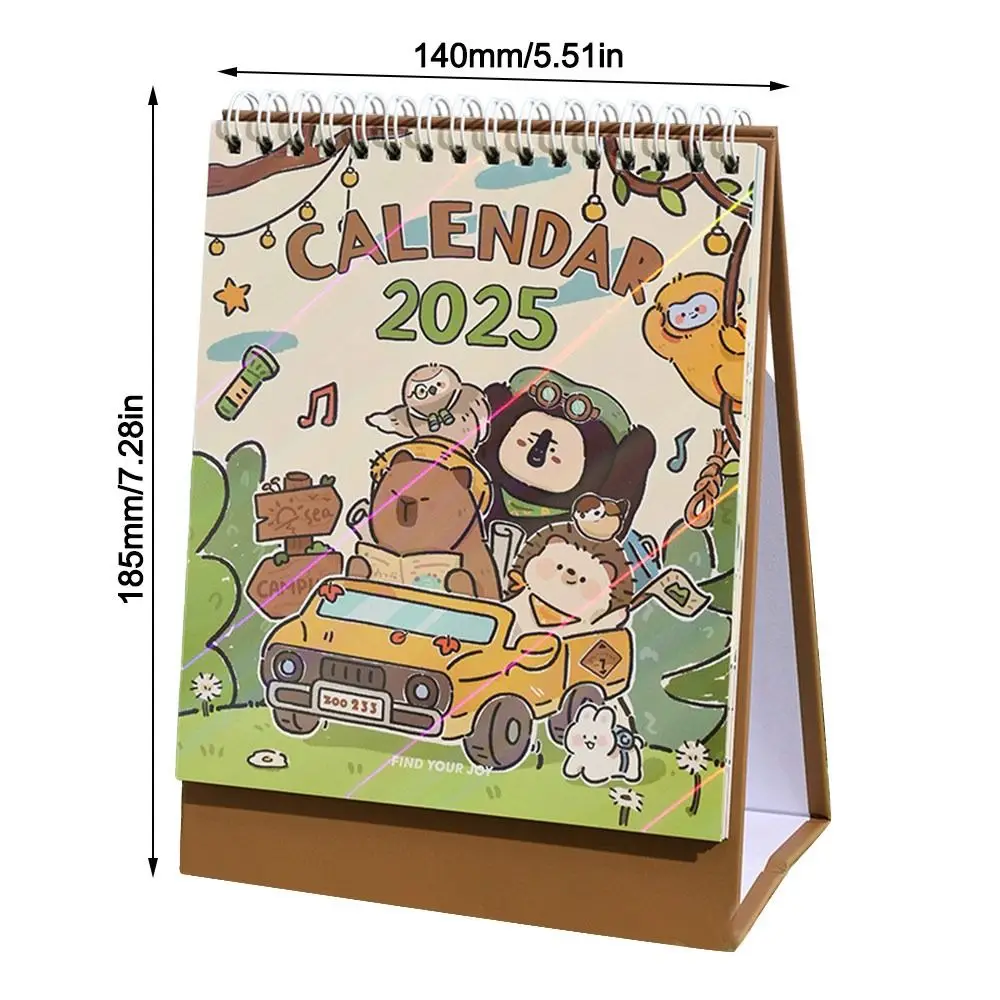 Gift Cartoon Animal 2025 Calendar Daily Monthly Planner Portable Capibara Calendar Snake Year Calendar Home
