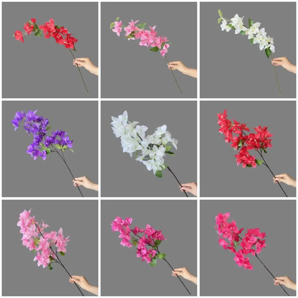 جديد 24/51 رؤساء محاكاة زهرة 76 سنتيمتر ثلاثية الأبعاد وهمية Bougainvillea Spectabilis متعدد الألوان سلك الحديد الداخلية بطانة زهرة الحرير المنزل