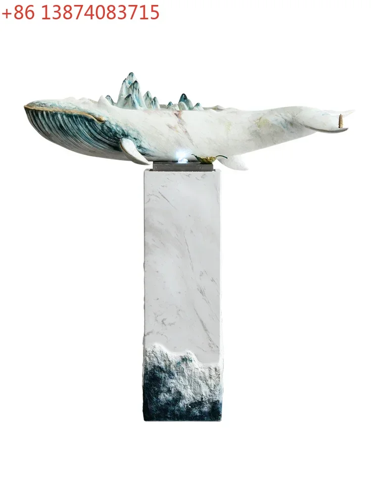 Flowing Water Decoration Office Resin Crafts Fish Ornaments Living Room Self-Flowing Fountain