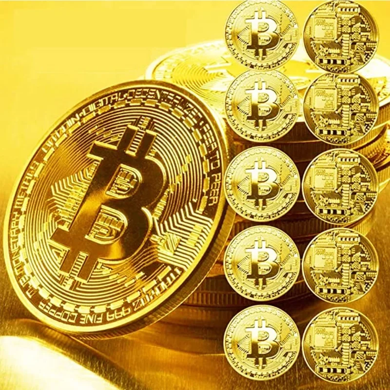 NEW Gold plated bitcoin coins, collectible art physical commemorative gifts Commemorative Casascius antique imitation metal