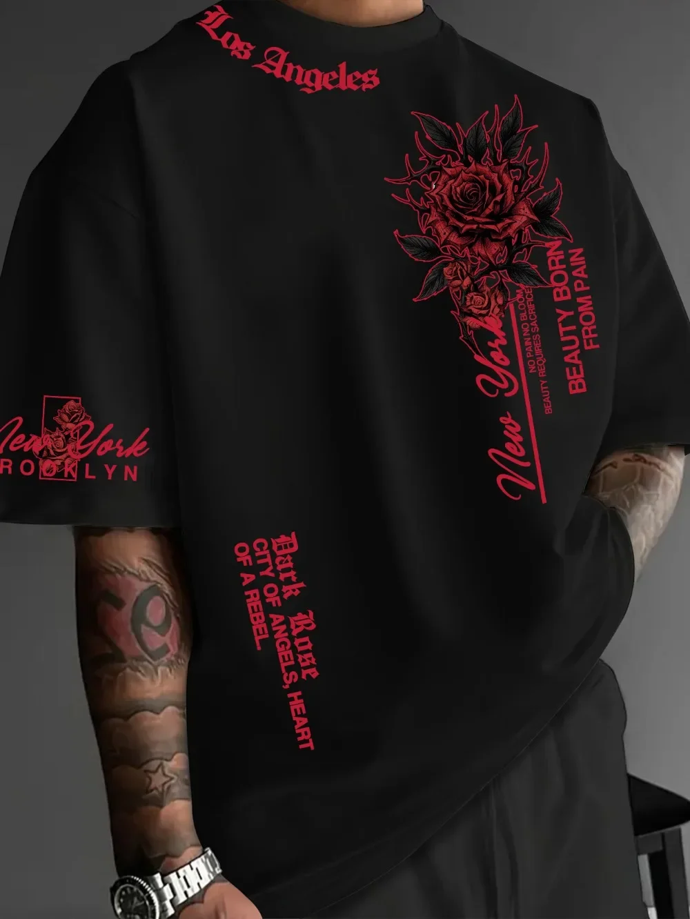 Harajuku Gothic Letters 3D-Druck Sport Schnelltrocknend Breatha Herren T-Shirt Outdoor Street Casual Fashion Y2K Eltern-Kind-Kleidung – Detail 2