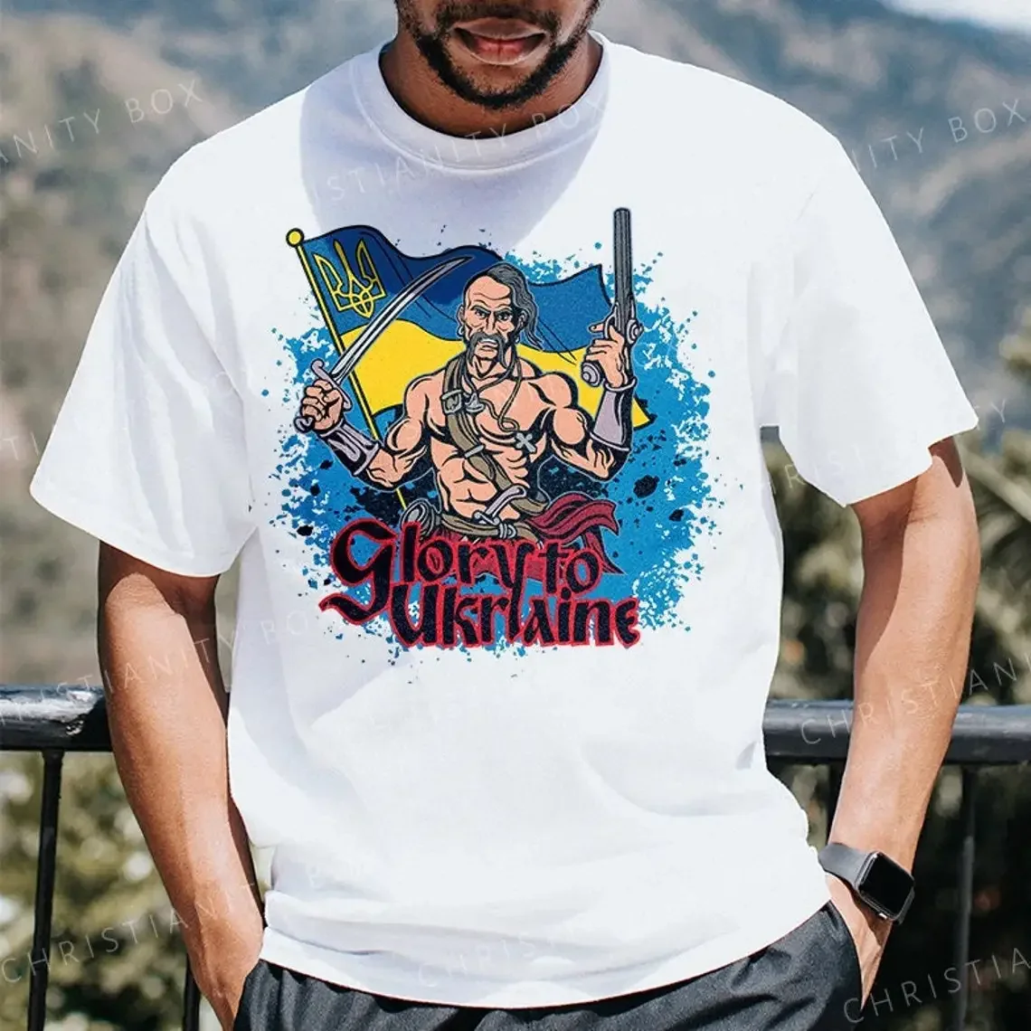 

Ukrainian Warrior Cossack T-Shirt 100% Cotton O-Neck Short Sleeve Summer Casual Mens T-shirt Streetwear