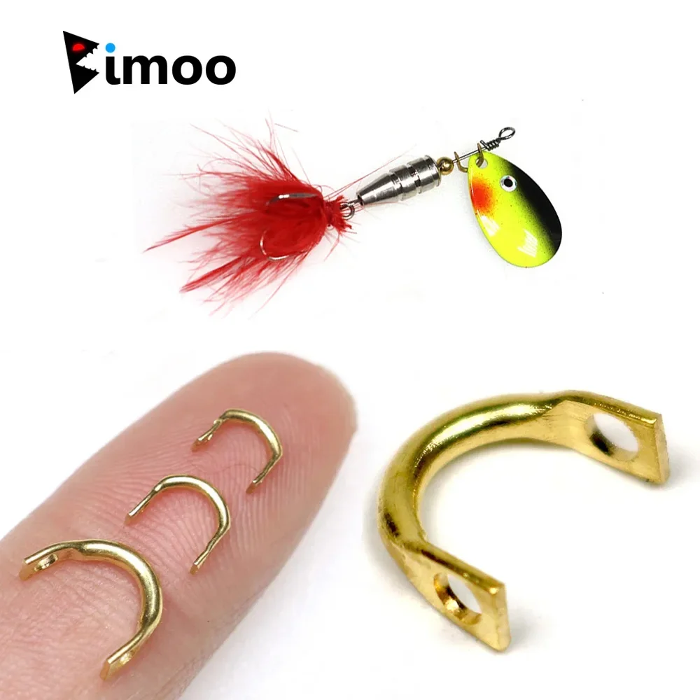 Bimoo 50 Stück U-förmige Easy-Spin-Klemmring-Spinner DIY Messing-Angelköder-Zubehör S M L Angelzubehör