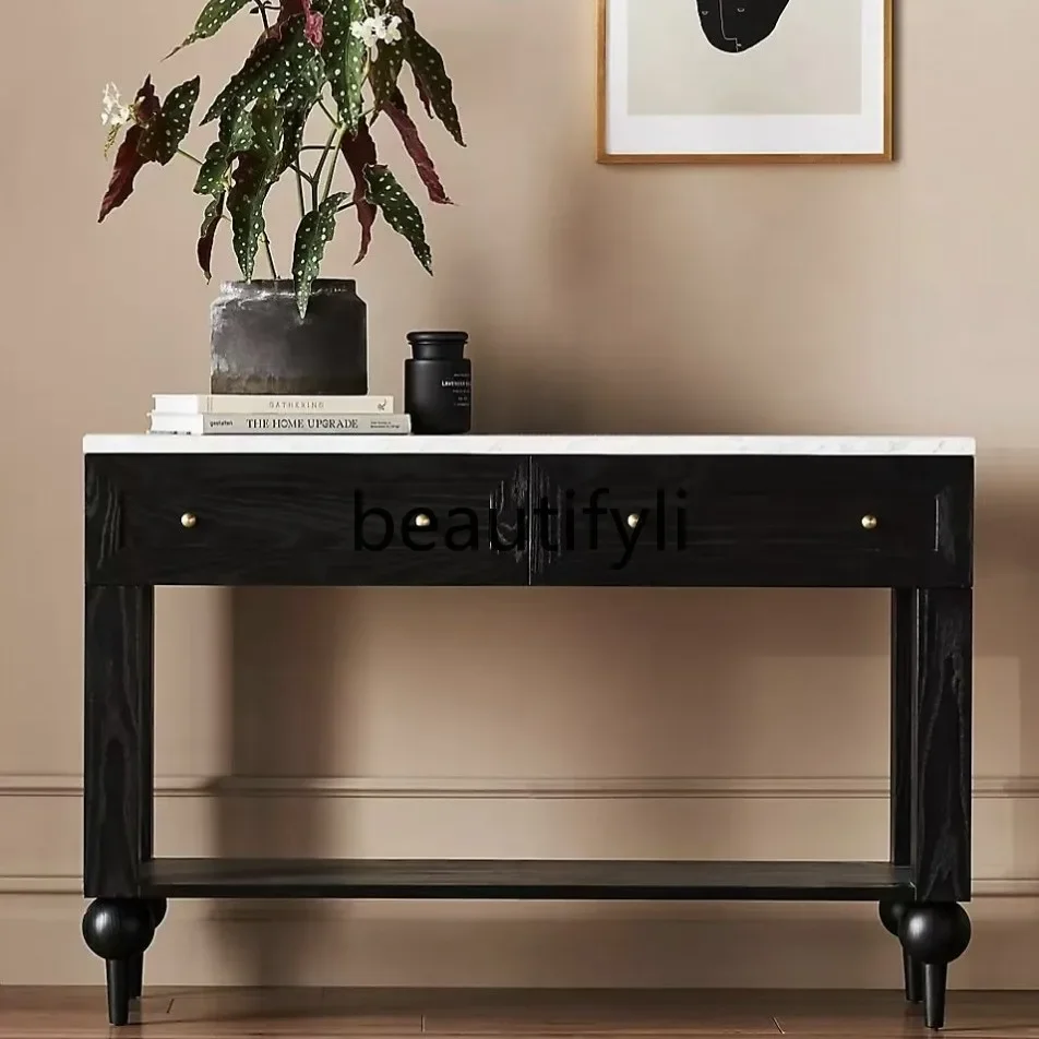 

zzqAmerican medieval entrance table, living room aisle, retro drawer cabinet, side cabinet, storage desk