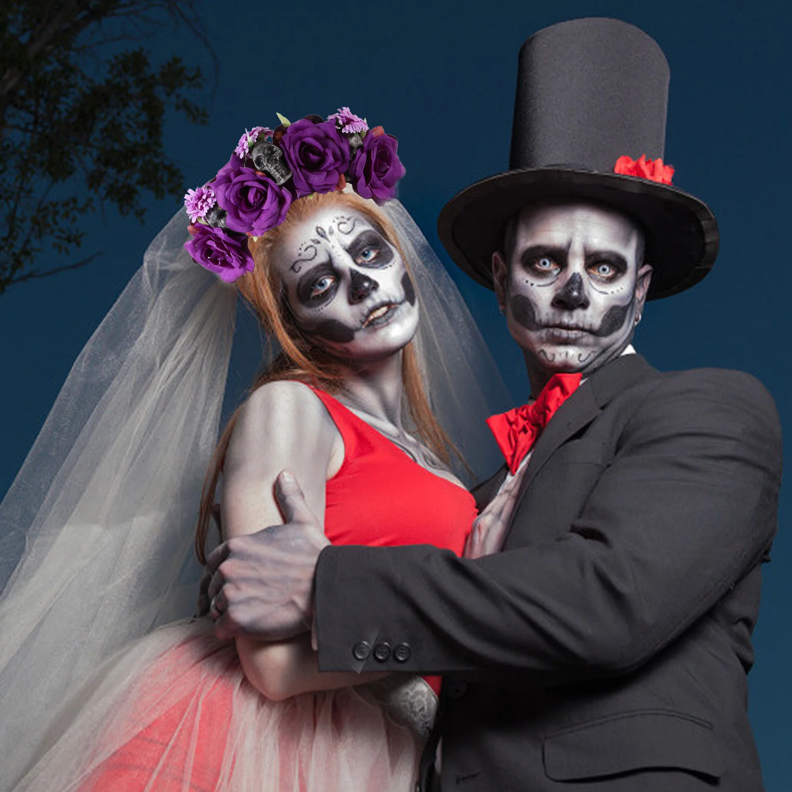 

Simulation Rose Headband Halloween Skull Hairband Party Hair Hoop Decorative Headdress For Women Festival Cosplay