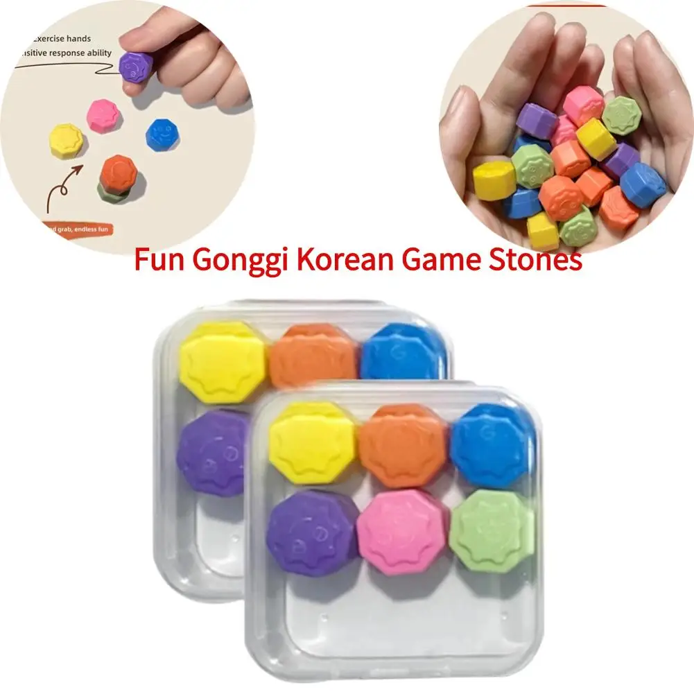 Juego tradicional coreano Gonggi Jack juego de guijarros de piedra ejercicio colorido divertido Gonggi juego coreano piedras juguete para aliviar el estrés