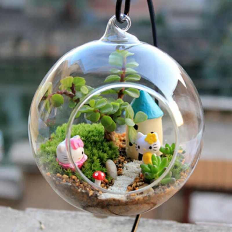 Clear Flower Hanging Ball Vase Planter Terrarium Container Borosilicate Glass for Succulent Planting Home Wedding Decor Gift 8cm