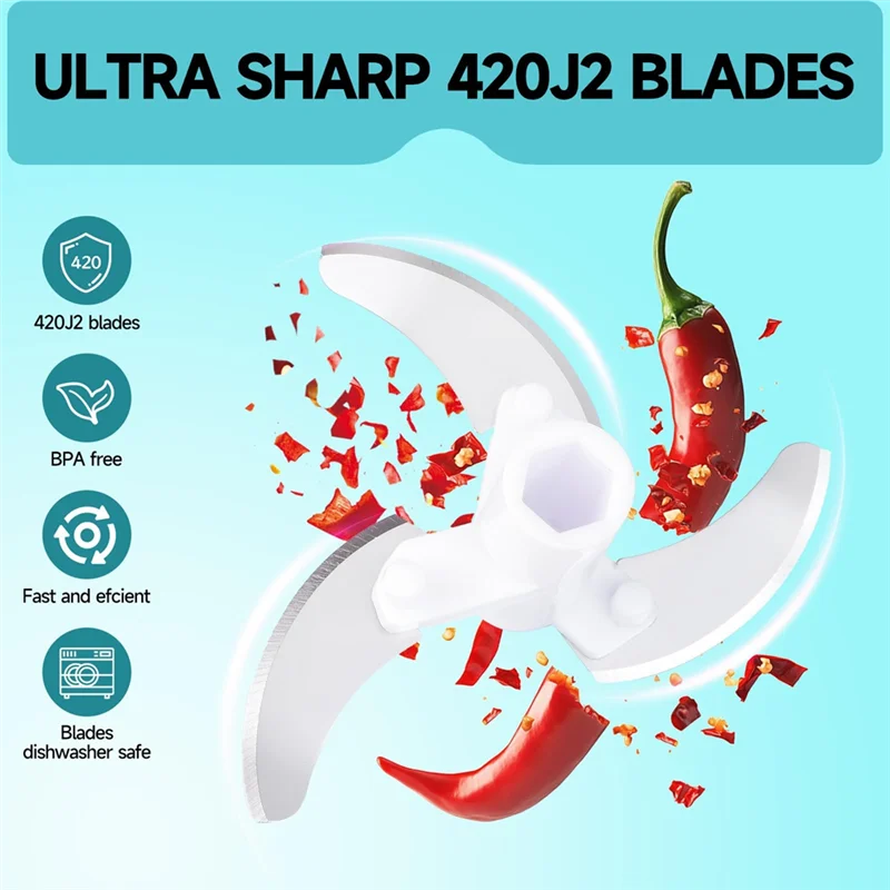 

A93E-Hand-Crank Food Processor Manual Vegetable Chopper, Portable String-Pull Garlic Mincer, Onion Cutter For Veggies, Ginger, F