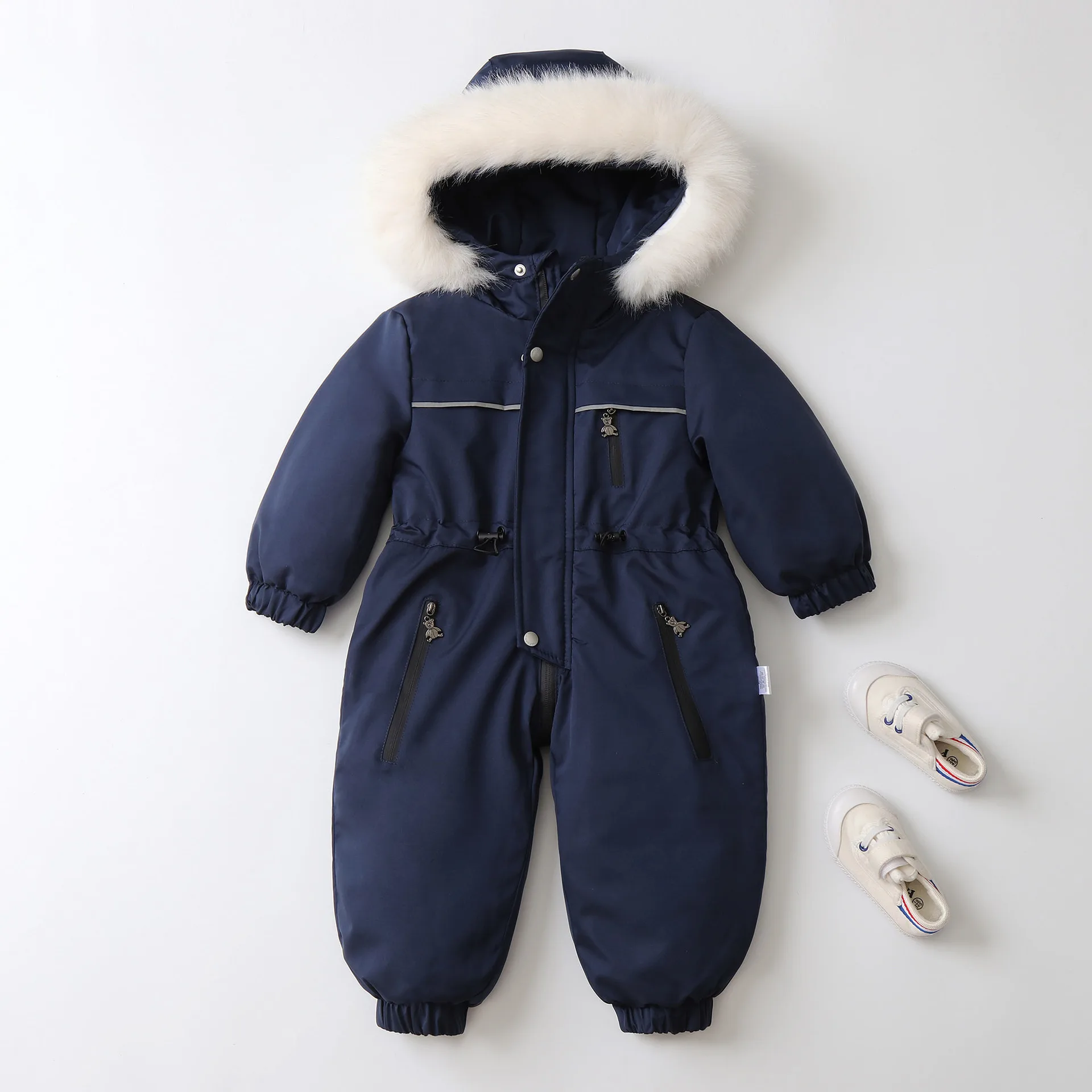 Traje de esquí de invierno para niños, mono impermeable grueso para niños, Abrigo con capucha cálido para niñas, monos con forro de piel, prendas de vestir