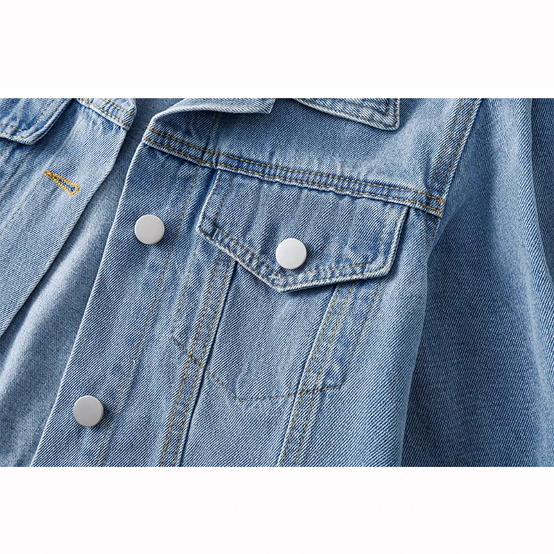 Été coréen mince mince court Denim veste bleu clair bleu foncé femmes Cowboy vêtements d'extérieur revers à manches courtes jean veste manteau