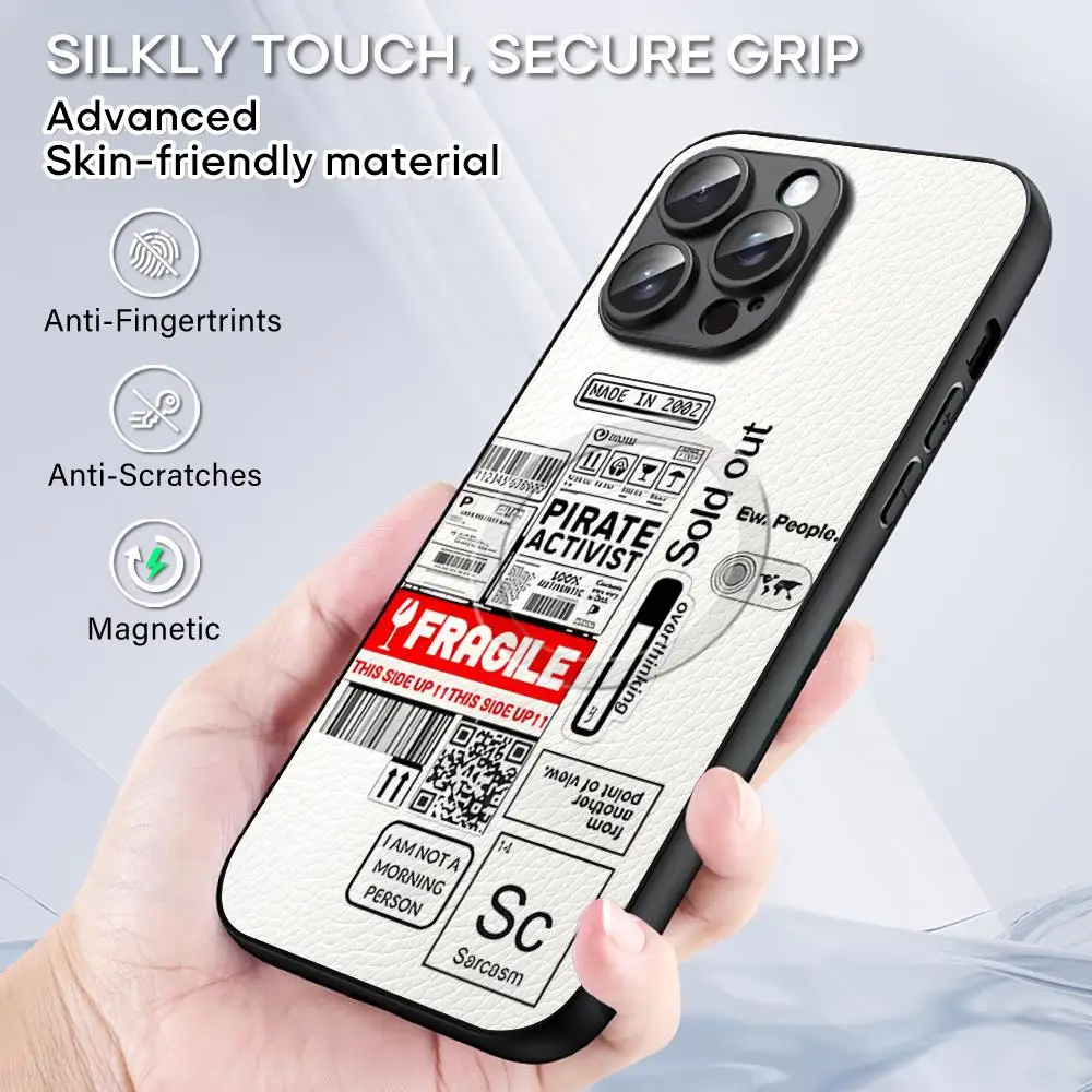 D-Dhl Express Label Hot Design جراب هاتف آيفون 16 15 14 13 12 11 Plus Pro Max الراقية الفاخرة Magsafe جلد الغنم #4