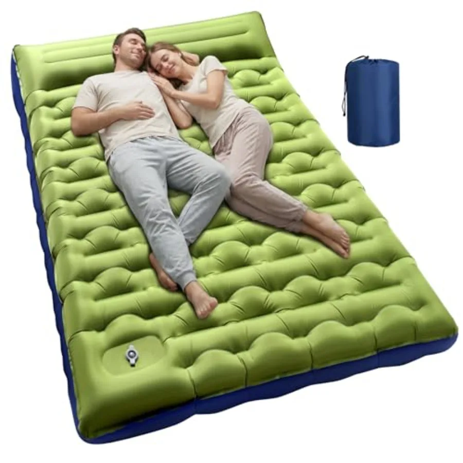 

Double Inflatable Camping Sleeping PadThick 6 inch 2 Person Ultralight Sleeping Mat with Built-in Feet Pump and Pillow Camping