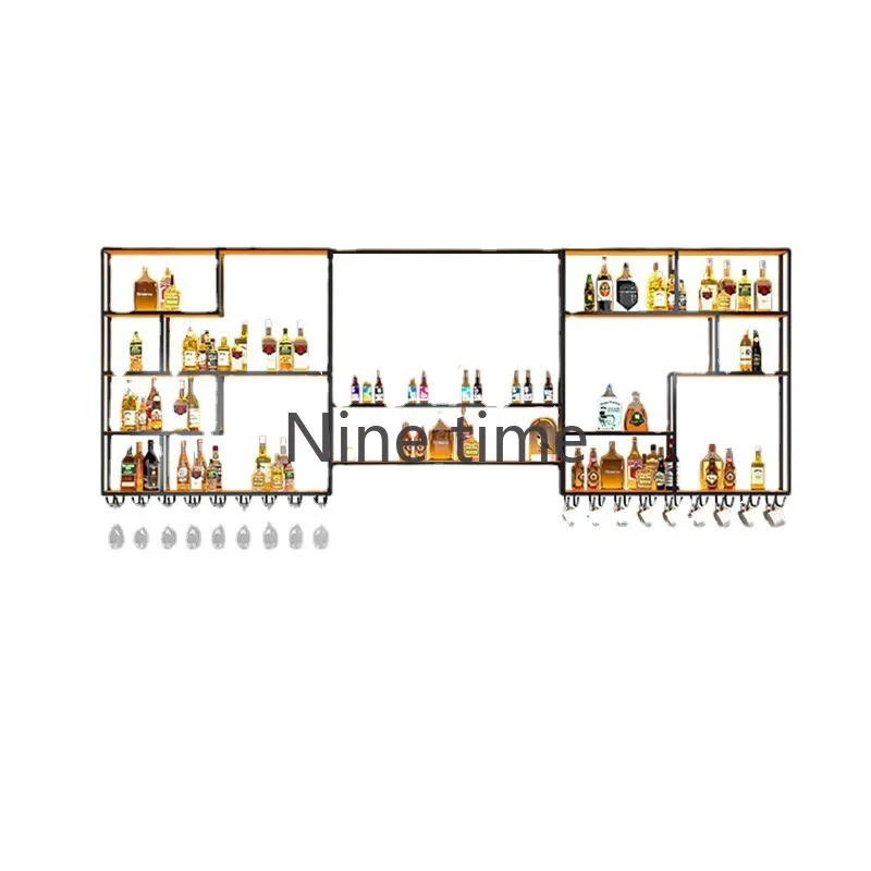 Furniture To Assemble Coffe Bar Organizer Wine Bottle Rack Wall Shelf Whiskey Display Shop Cabinet Liquor Storage Column Corner