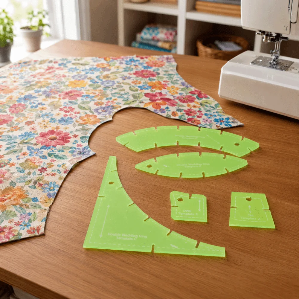 5 Buah Set Templat Quilting Hijau Transparan Plastik Akrilik Multifungsi Templat Pemotong Quilt DIY Kit Penggaris Quilting