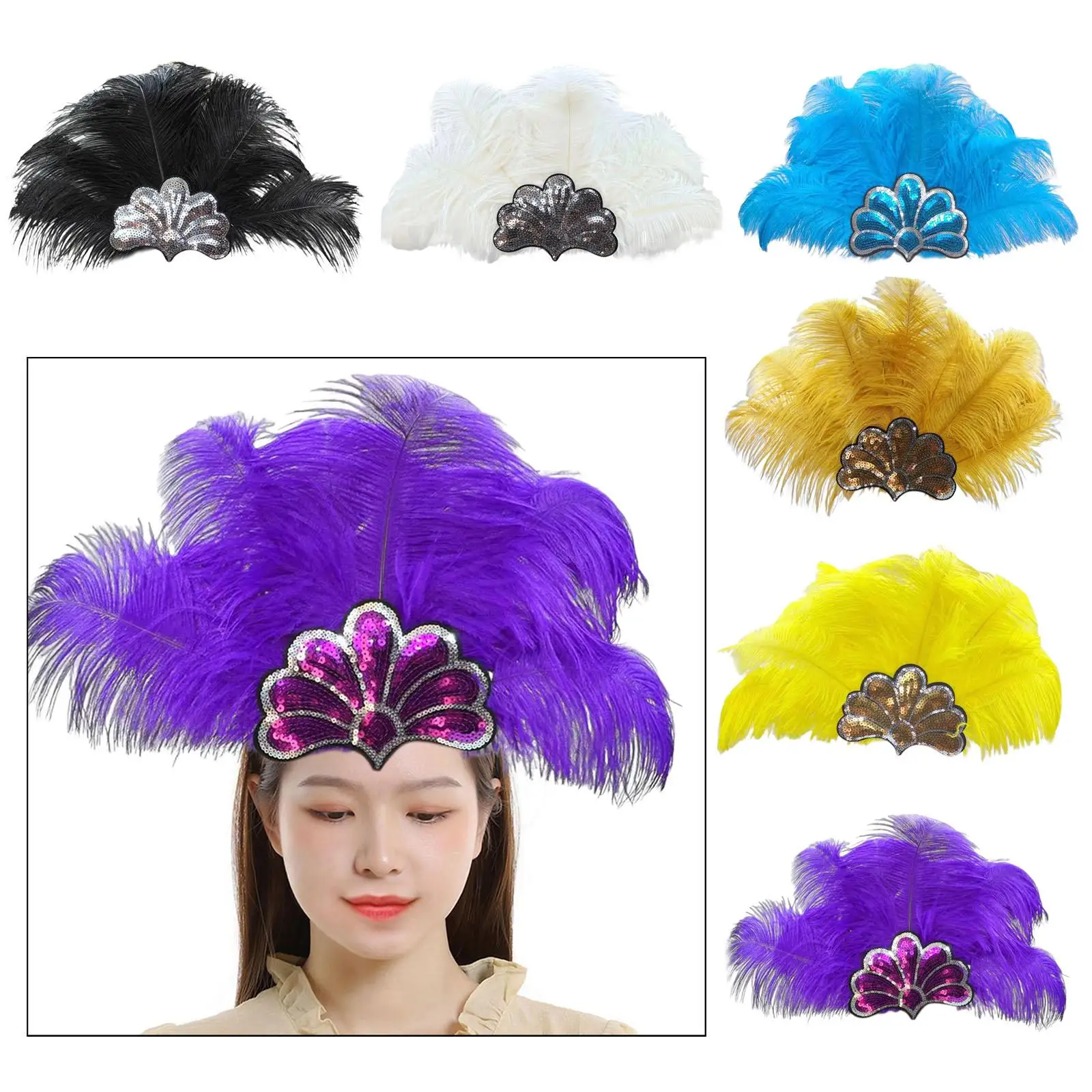 

Feather Headdress Dress up Hairband for Halloween Stage Performance Festival