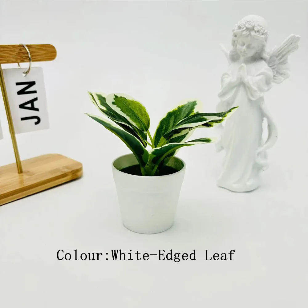

Small Potted Artificial Plant Ornaments Evergreen Simulation Green Leaf Desktop Room Home Fake Grass Decoration Ornaments