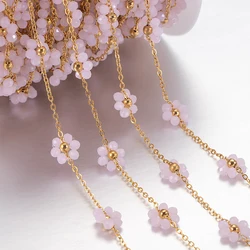 2Meters 1Meter Stainless Steel Flower Crystal Natural Stone Beads Chains for Necklace Bracelet Jewelry Making DIY Wholesale