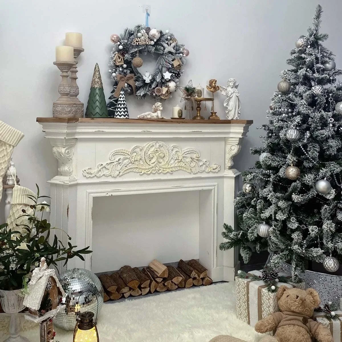 American French retro fireplace decorative cabinet decorative fireplace rack villa bed and breakfast living room entrance
