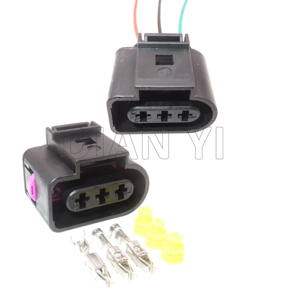 1 Set 3 Way Auto Modification Waterproof Connector AC Assembly Car Electrical Socket with Terminal and Rubber Seals 1J0973723