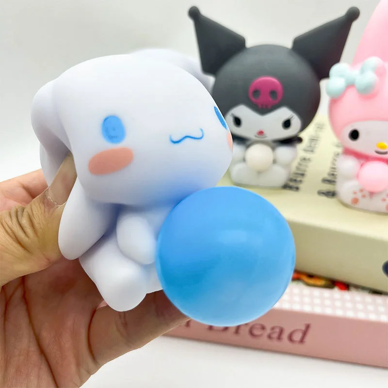 10PCS Sanrio Kuromi Melody Stress Relief Toys Cartoon Anime Spit Bubbles Squeeze Toys Slow Rebound Doll Kawaii Decompression Toy