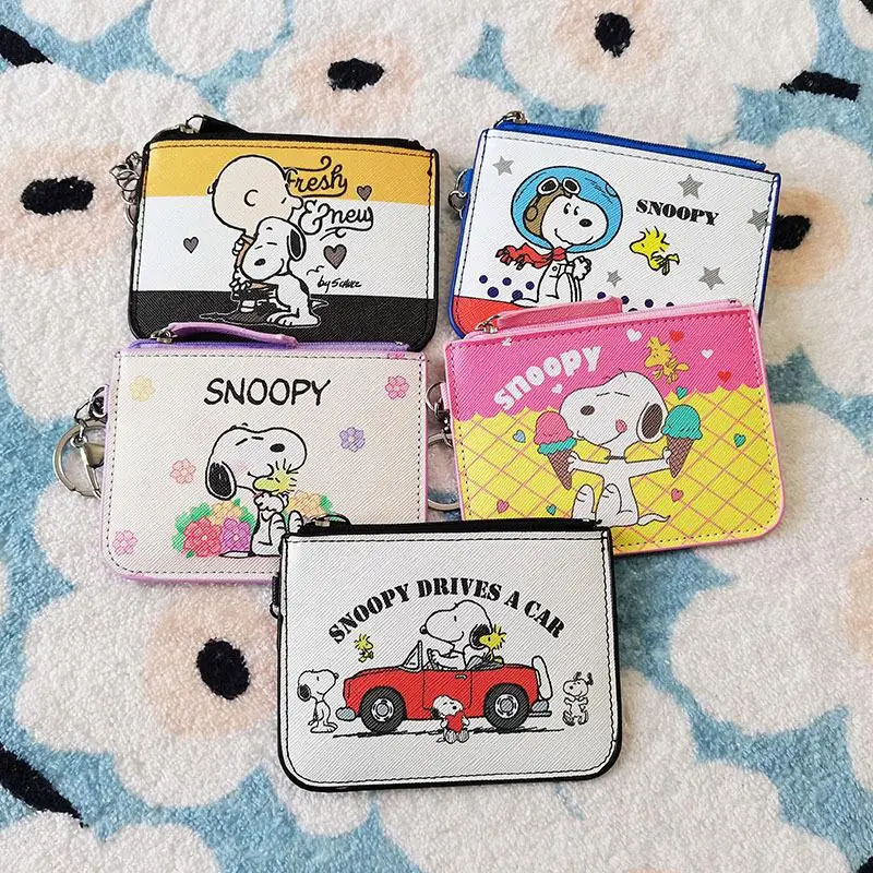 

2025 Snoopy Wallet Kawaii Miniso Japanese New Student Cartoon Campus Card Certificate Set Keychain Wallet