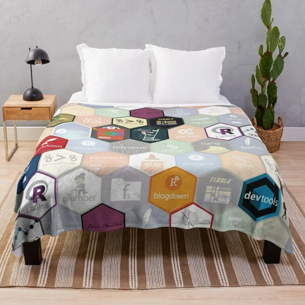 R hex design (large hexes) Throw Blanket Furrys Vintage for sofa Blankets