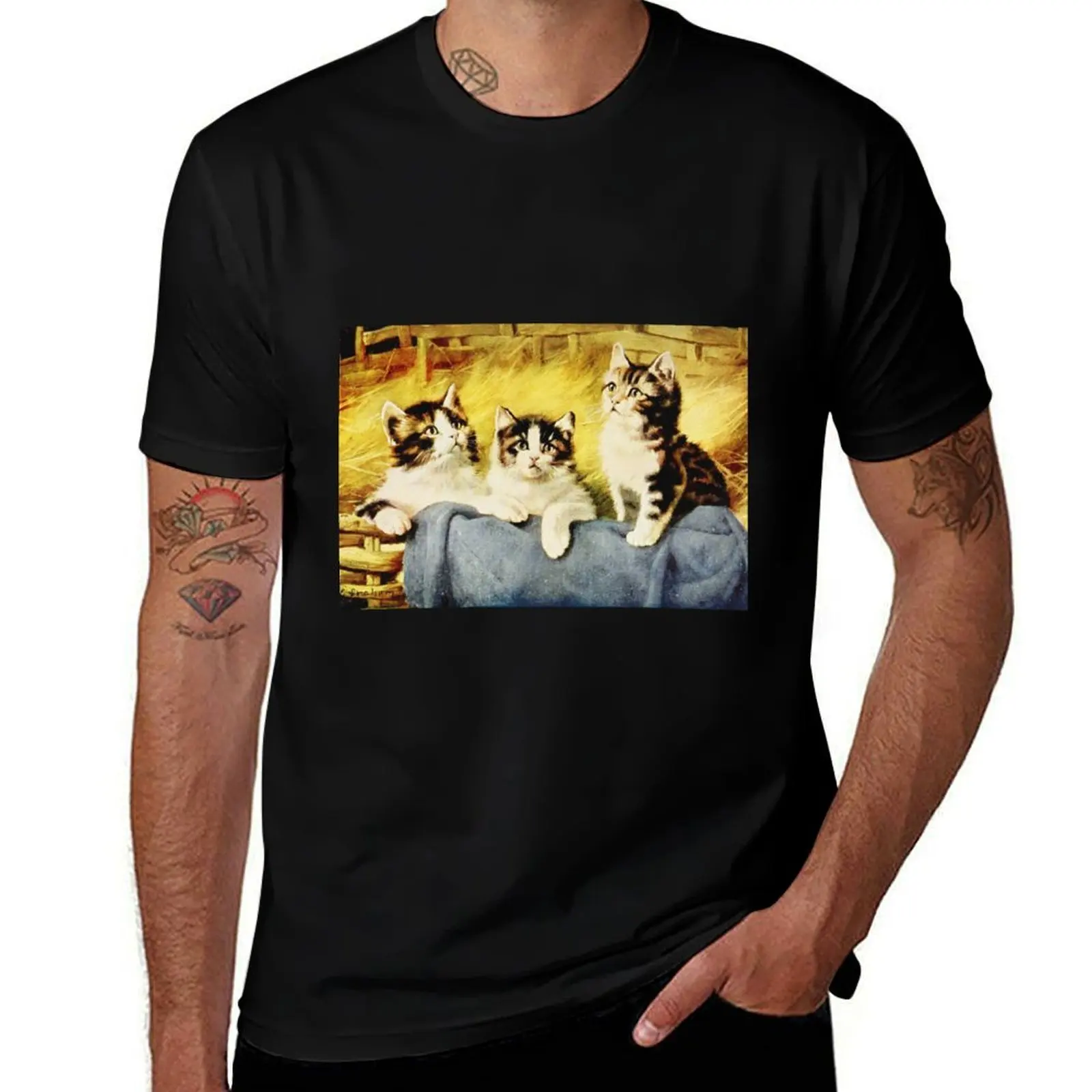 

Vintage Kitten Painting 1914 T-Shirt graphic shirts cute clothes cotton graphic tees quick drying plain white t shirts men