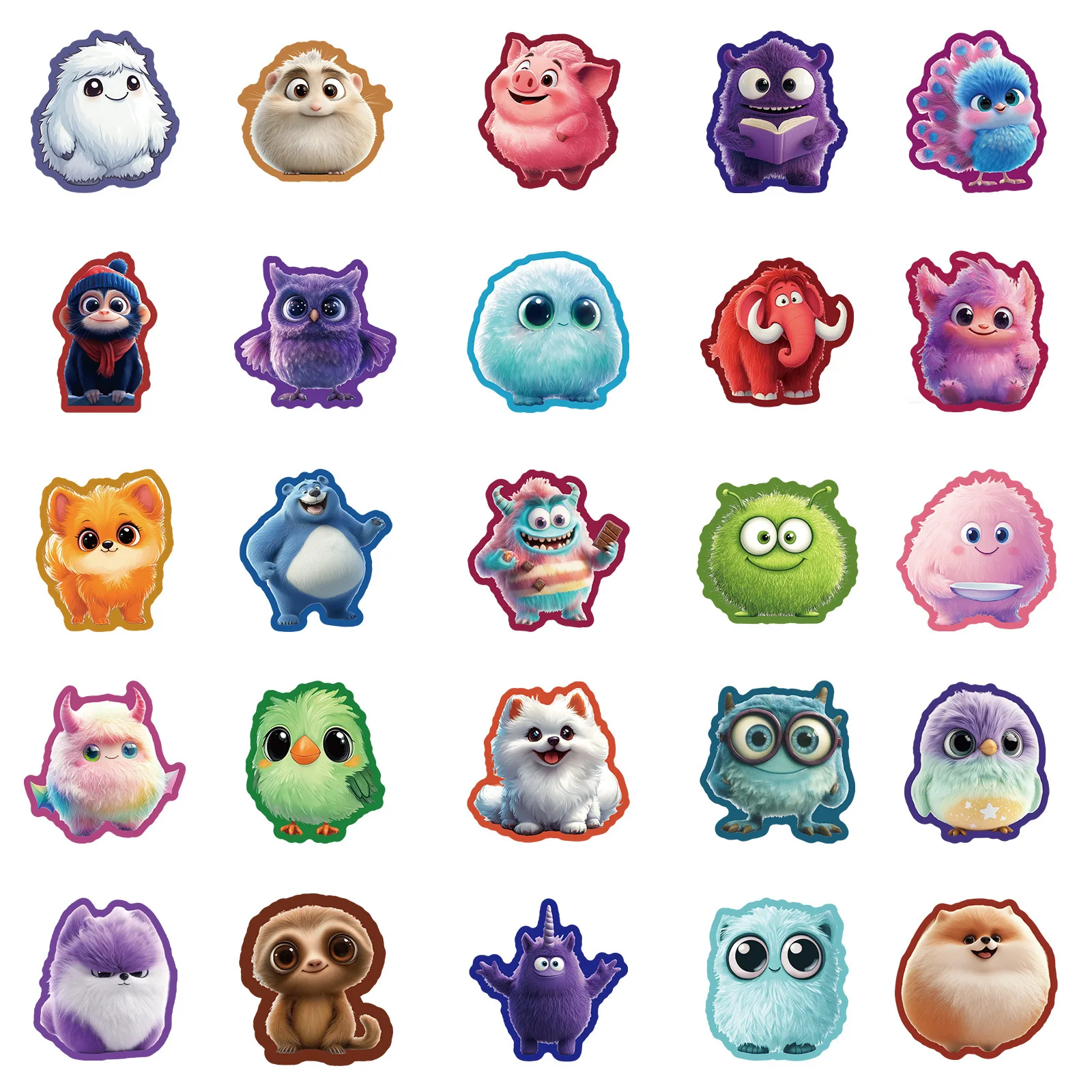 10/50 قطعة Kawaii فروي دمية الكتابة على الجدران ملصقات الكرتون الوحش DIY بها بنفسك اللعب سر لزجاجة سجل القصاصات حقيبة السفر الشارات الجمالية