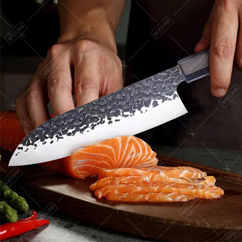 WXCOO Professional Kitchen Santoku Knives Japanese Chef Fruit Meat Slicing Cooking Forged Butcher Knife Kitchen Knife with Box
