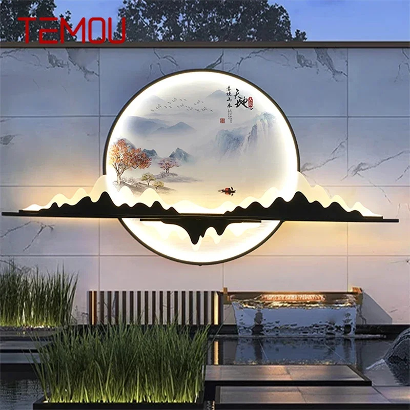 

TEMOU Outdoor Mural Lamp LED Creative Circular Landscape Waterproof Mural Outdoor Villa Courtyard Garden Decoration Painting