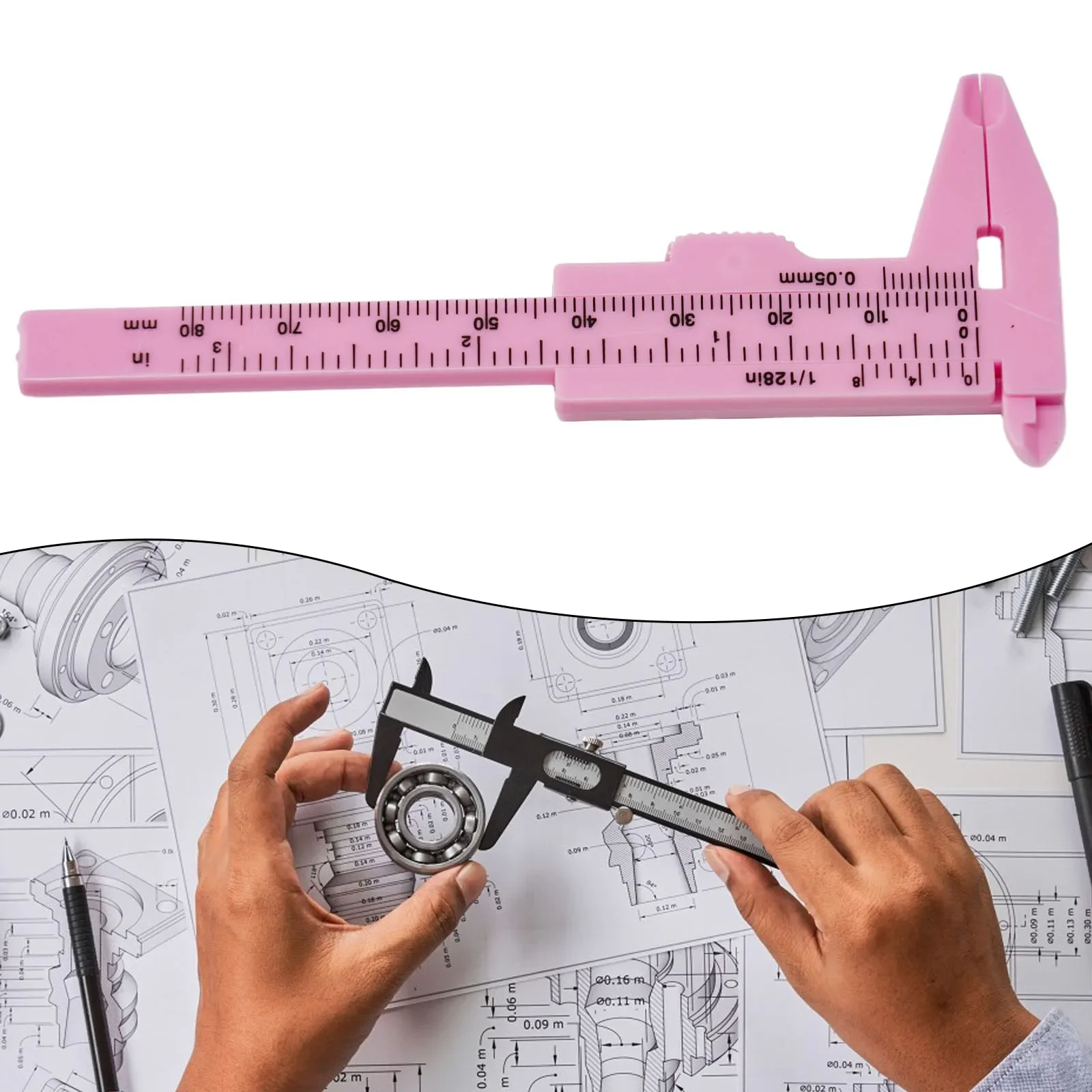 Brand New Calipers 0-80mm For Measuring Depth Handy Tool Jewelry Measure Measuring Tools Pink/Rose Red Plastic