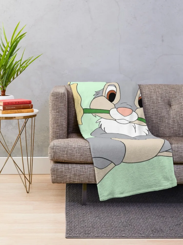 cute bunny with flower in its mouth Throw Blanket Personalized gift luxury st blanket