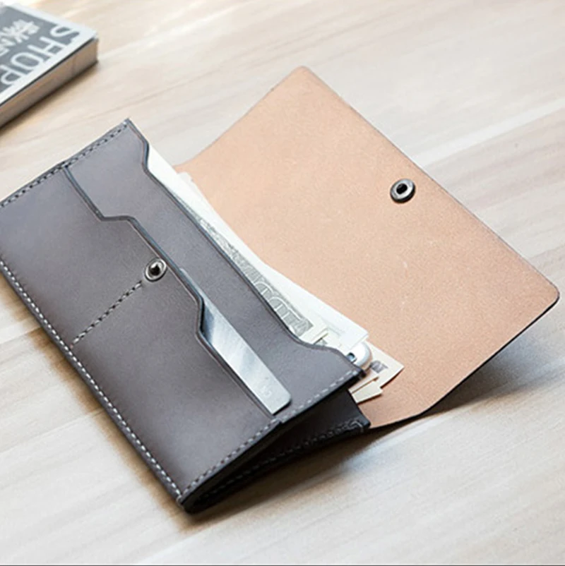DIY Sewing Pattern Craft Leather Long Wallet Bag, Die Cutting, Kraft Paper, Hollow Stencil Template, 20x9.2x2cm