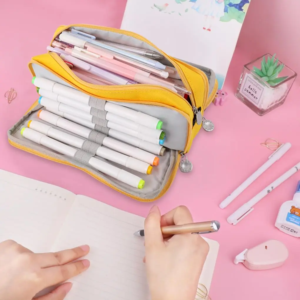 New extra large capacity portable pencil case, simple aesthetics lightweight and durable, ideal for students and offices