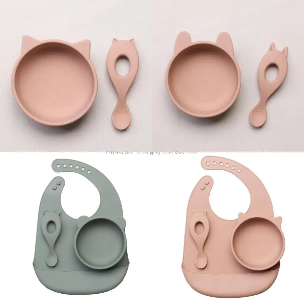 

Детская силиконовая детская посуда, водонепроницаемая нагрудник, миска-ложка для кормления новорожденных