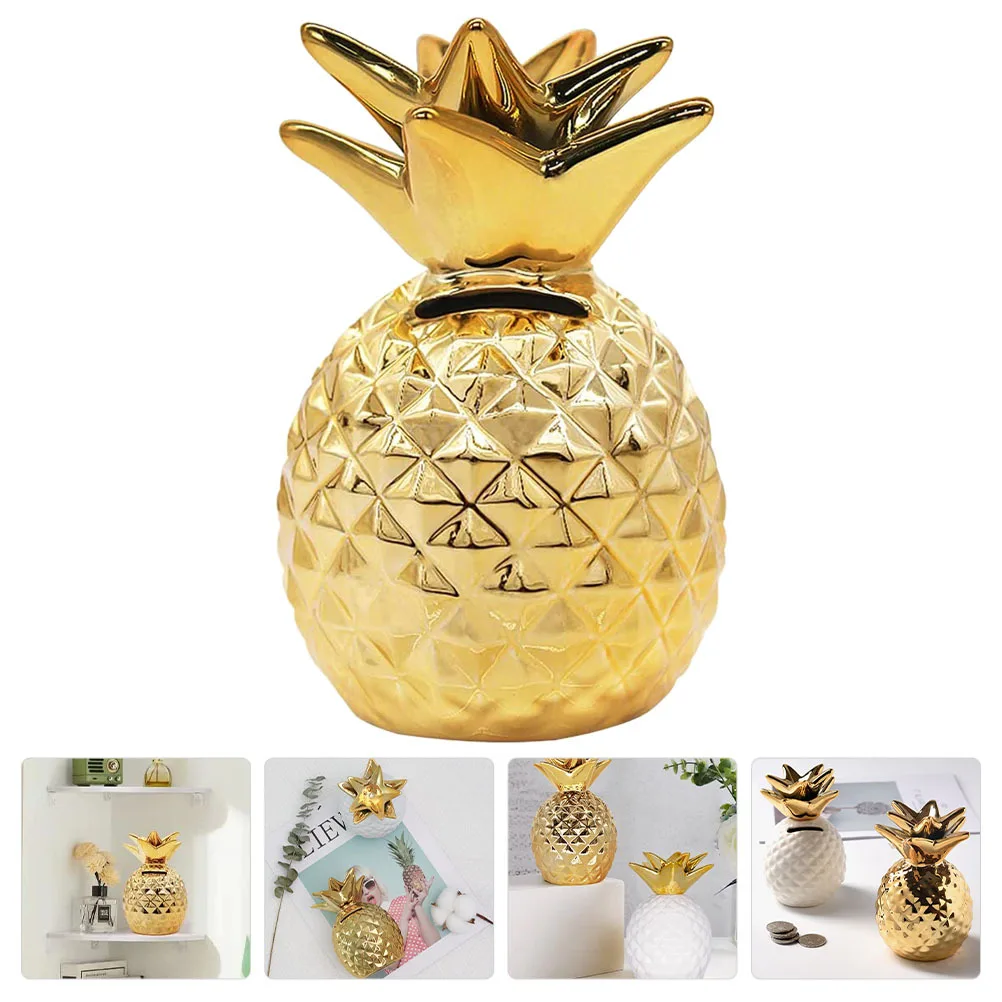 

Ceramic Pineapple Coin Box Creative Money Storage Pot for Children Teaching Savings Habit Lovely Fruit Design Desktop Ornament