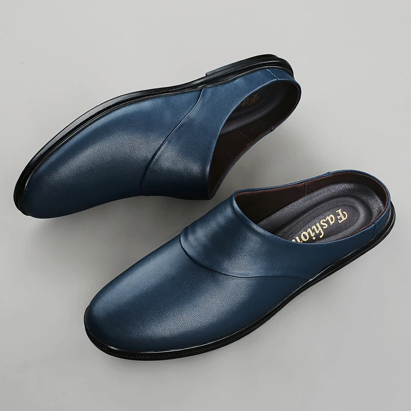 

Мужские полутапочки из натуральной кожи, летняя дышащая повседневная обувь, обувь без шнуровки для ленивого вождения, прогулочные лоферы, мокасины, полудраг