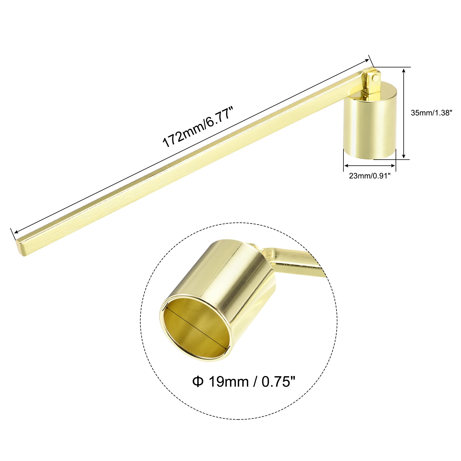 Uxcell Candle Snuffer, 19mm Wick Put Out Tool Extinguish Cover Candlesnuffer, 304 Stainless Steel Gold Tone