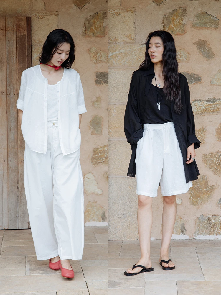 Blooming 493 Petal Black White Grey Series Adorned Flower Linen Cotton Blend Knitted Slimming White Strap Vest Women's Fashion