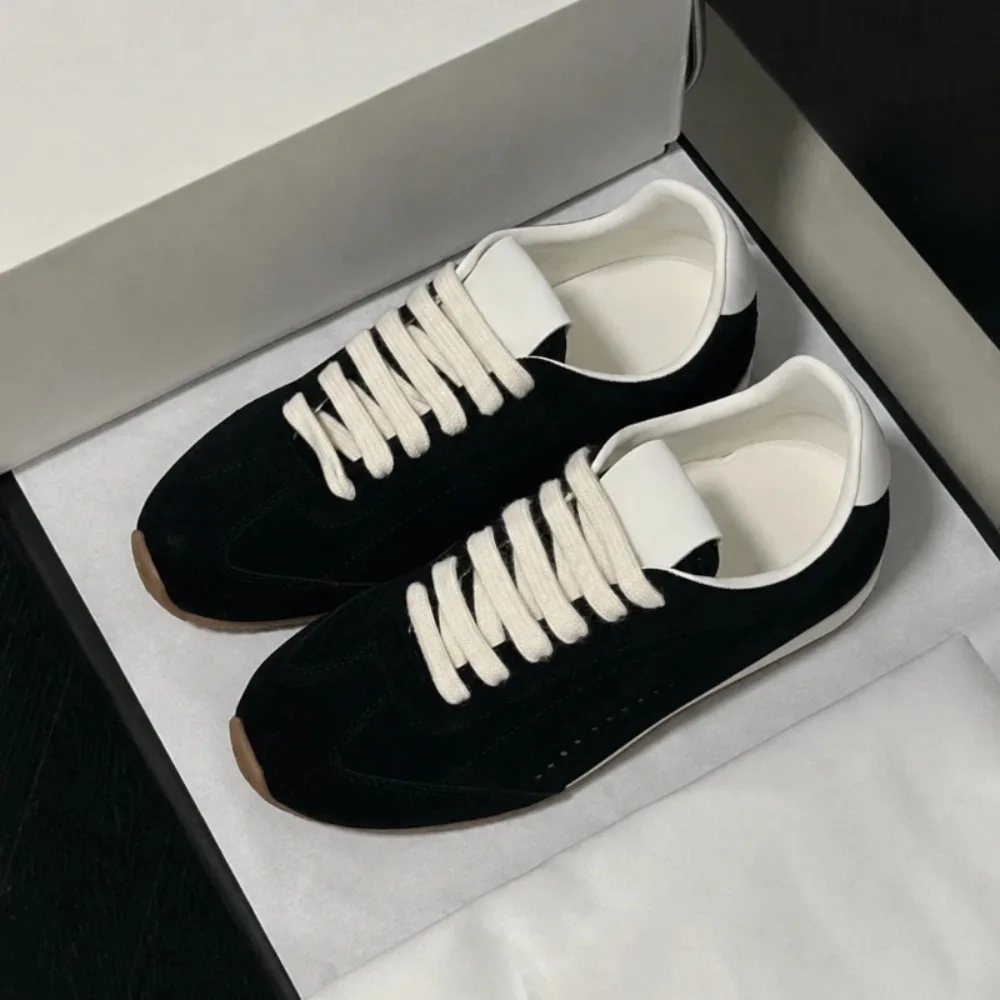 Zapatillas Deportivas Retro de Diseño de Lujo, de Cuero Genuino, Suela Plana Suave, Unisex, Calzado Casual para Correr