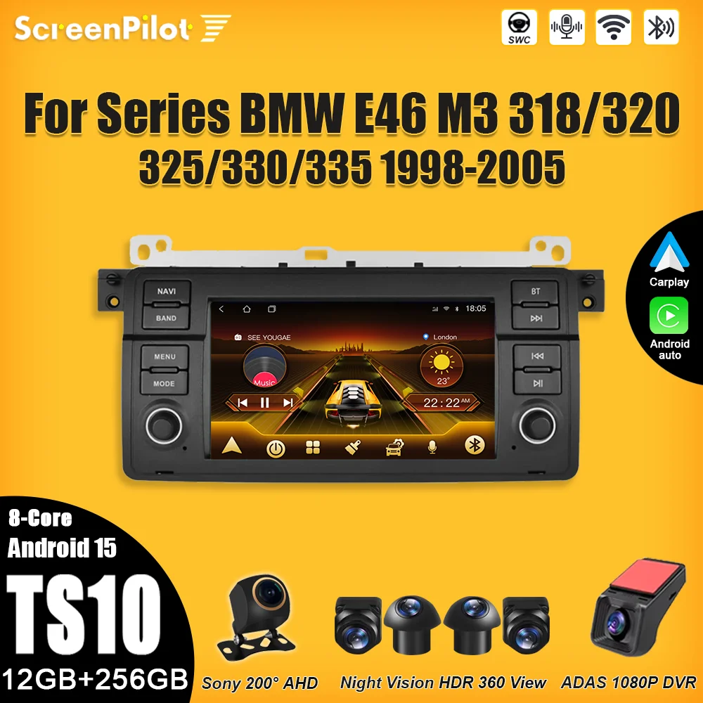 

Android 15 For 3 Series BMW E46 M3 1998-2005 Car Radio 2 din Carplay GPS Navigation Intelligent System WIFI 5G GPS Bluetooth RDS